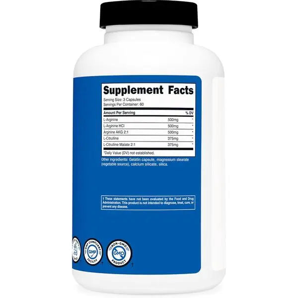 Nutricost Nitric Oxide Booster 2250mg, 180 Capsules - 750mg Per Casule, 60 Servings - Gluten Free and Non-GMO