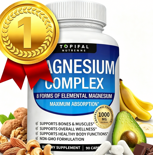 Toplux Magnesium Complex 8 Elemental Magnesium Supplement 1000mg Glycinate, Citrate, Malate, Taurate