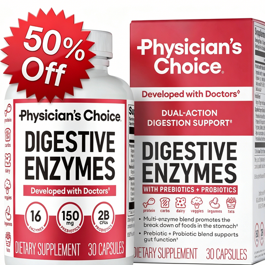 Physician's Choice Digestive Enzymes, Digestive & Gut Health, Bloating & Meal Time Discomfort, Men and Women, 30 Count