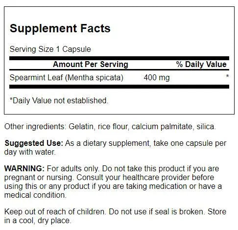 Swanson Full Spectrum Spearmint Leaf 400 mg 60 Capsules Organic Natural Supplement Herbal Healthcare Digestive Support