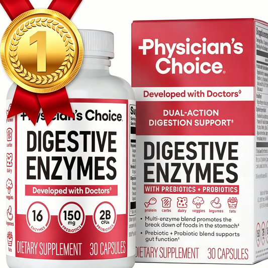 Physician's Choice Digestive Enzymes, Digestive & Gut Health, Bloating & Meal Time Discomfort, Men and Women, 30 Count