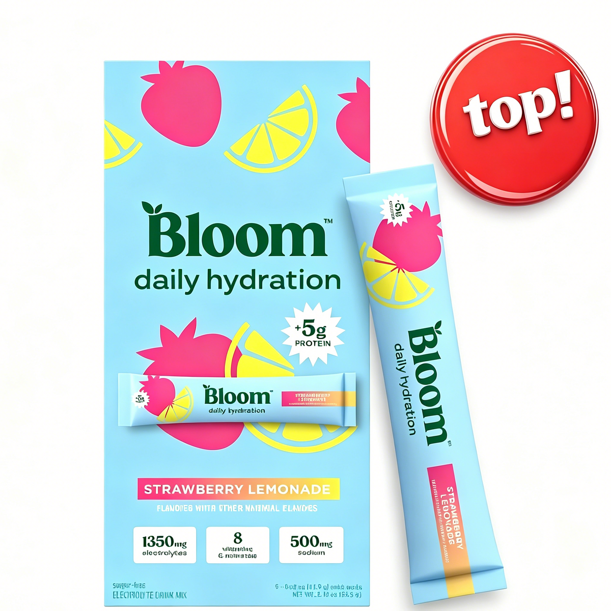 New - Bloom Nutrition Daily Hydration Sticks - 1350mg Electrolytes, 5g Clear Whey Protein & Collagen, 8 Key Vitamins, Sugar-Free Drink Mix for Hydration, Recovery & Skin Health