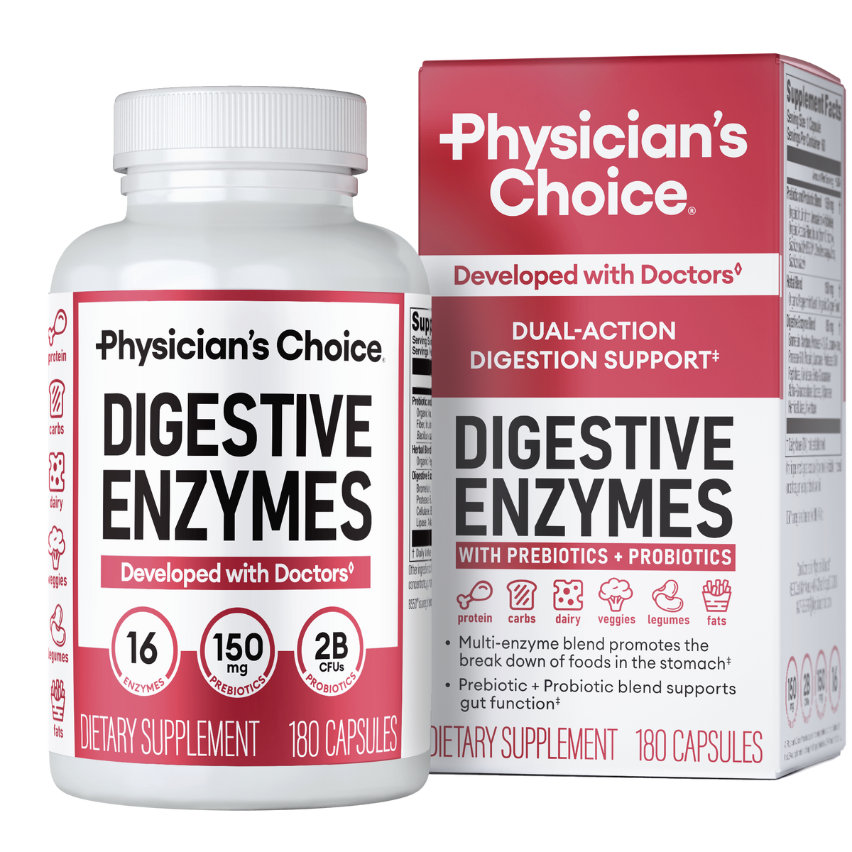 Physician's Choice Digestive Enzymes, Digestive & Gut Health, Bloating & Meal Time Discomfort, Men and Women, 30 Count