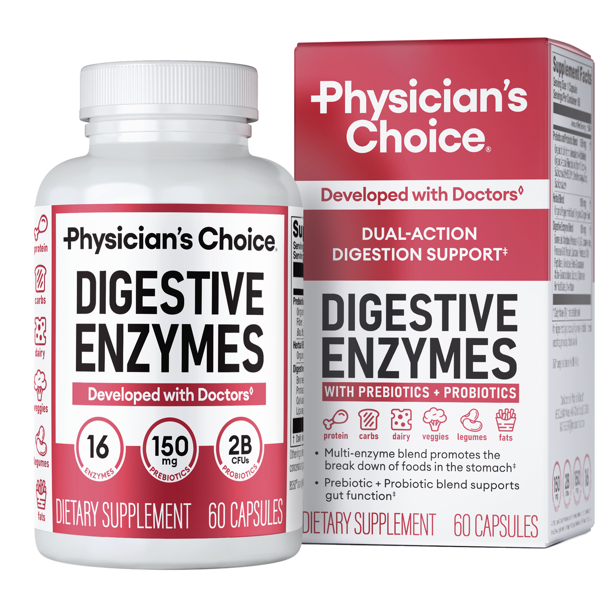 Physician's Choice Digestive Enzymes, Digestive & Gut Health, Bloating & Meal Time Discomfort, Men and Women, 30 Count