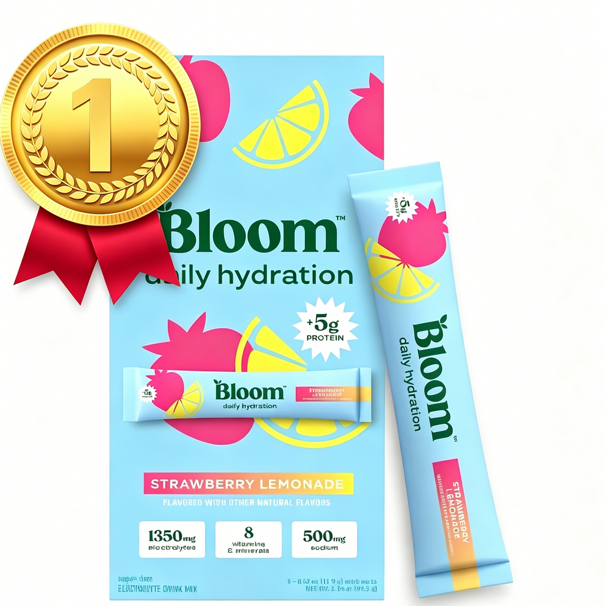 New - Bloom Nutrition Daily Hydration Sticks - 1350mg Electrolytes, 5g Clear Whey Protein & Collagen, 8 Key Vitamins, Sugar-Free Drink Mix for Hydration, Recovery & Skin Health