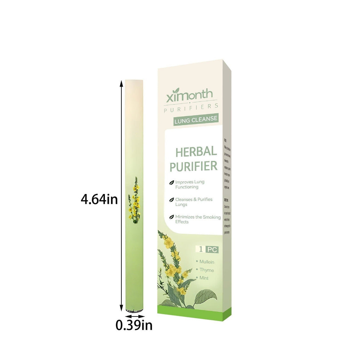 Herbal Diffuser Pen - Pure Breath Botanicals, Upgraded Aromatherapy Pen With Mullein, Thyme & Mint Extracts, Natural Breathing Purifier, Sleep Support, Stress Relief, Pocket-Sized Portable Diffuser