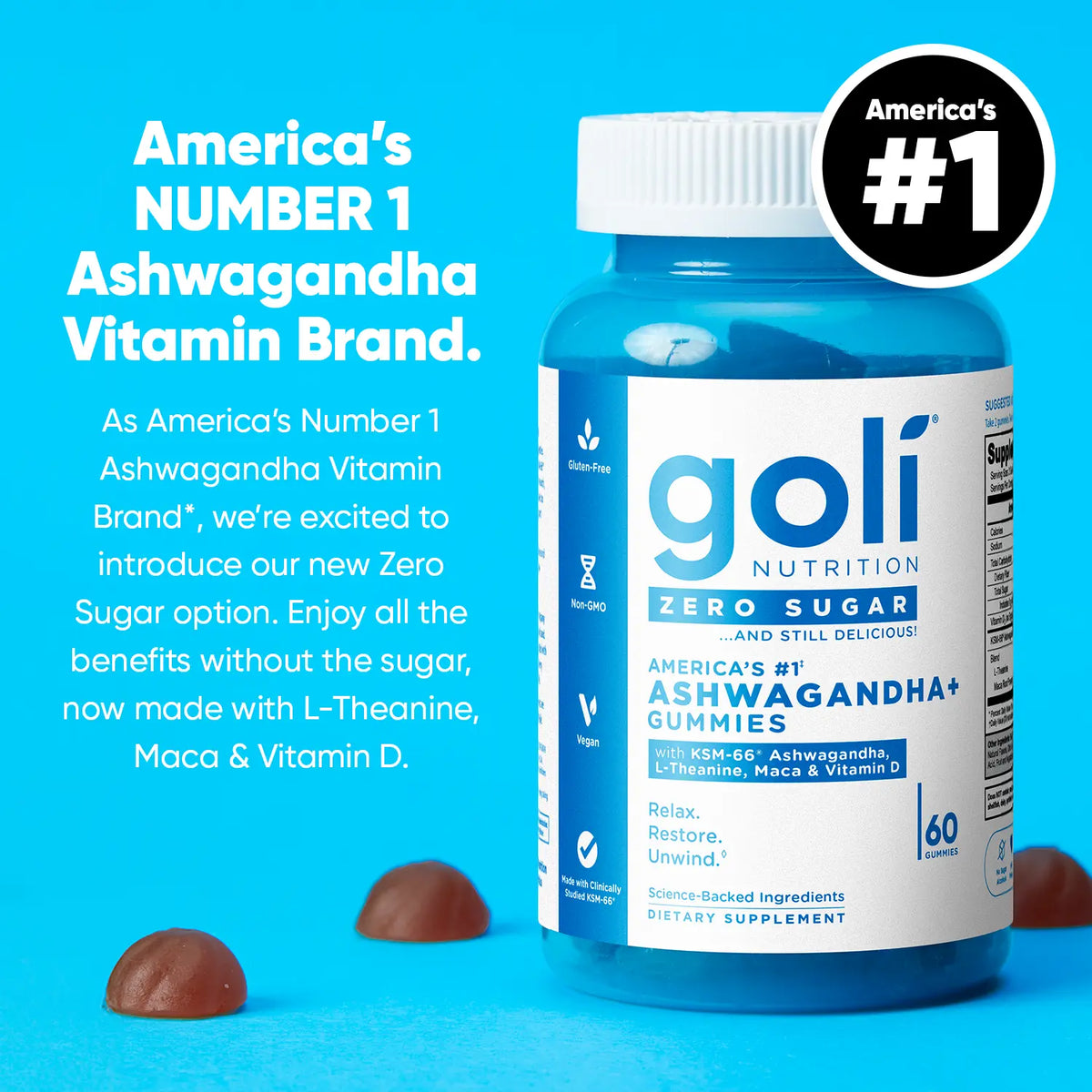 Zero Sugar Best Seller Trio - World's First 3-in-1 Pre, Post, Probiotic, Apple Cider Vinegar with Vitamin B12 and Probiotics To Address Bloating, Ashwagandha & L-Theanine, Vitamin D gummies. Gluten-Free, Vegan, Non-GMO & Gelatin-Free