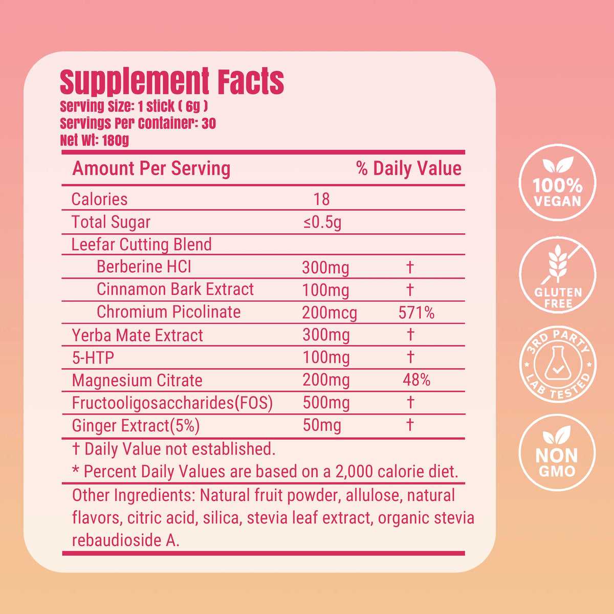 LeeFar Cutting Drink Mix – | Strawberry Açaí Flavor – 30 Servings
