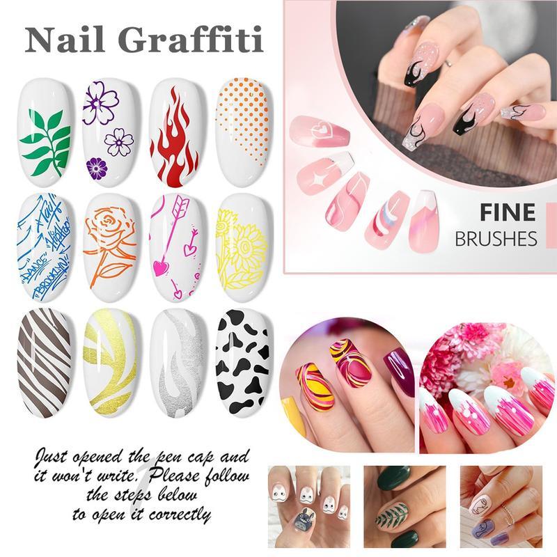 12 Farben 3D Nagelkunst Stift Set, 1 Box Nagellackstift, Nagelpunkt Graffiti Punktierstift, Zeichen Pinsel für DIY Nagelkunst, Maniküre -Shop