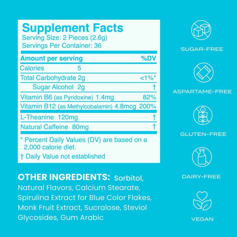 ENERGY & FOCUS™ Caffeine Nootropics for Energy & Focus -Sugar-Free with L-theanine, Caffeine, Vitamin B12& Vitamin B6 - Peppermint Flavor-Shop