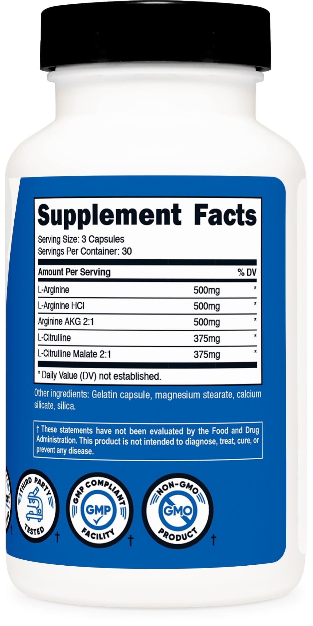 Nutricost Nitric Oxide Booster (2250mg) 90 Capsules - Gluten Free, Non-GMO, 750mg Per Casule, 30 Servings