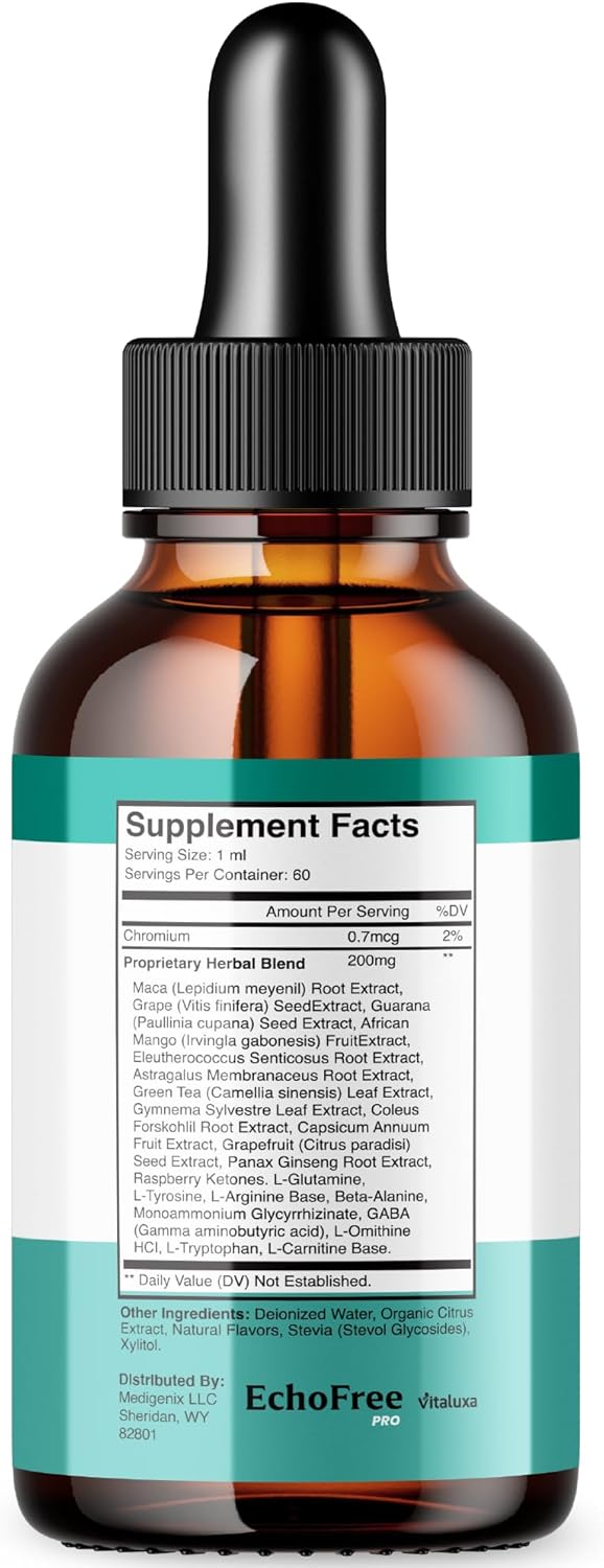 Tinnitus Relief Drops for Ringing Ears - EchoFree Liquid Supplement with Advanced Vitamins for Ear Health Support - 2oz-Shop