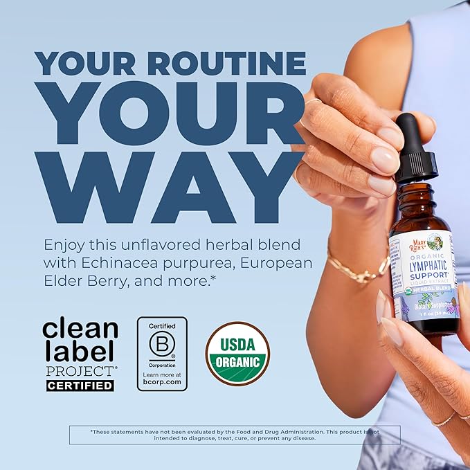 MaryRuth's Lymphatic Support Herbal Blend Liquid Drops - USDA Organic - Echinacea & Elderberry - Blue Vervain - Vegan - 30 Servings