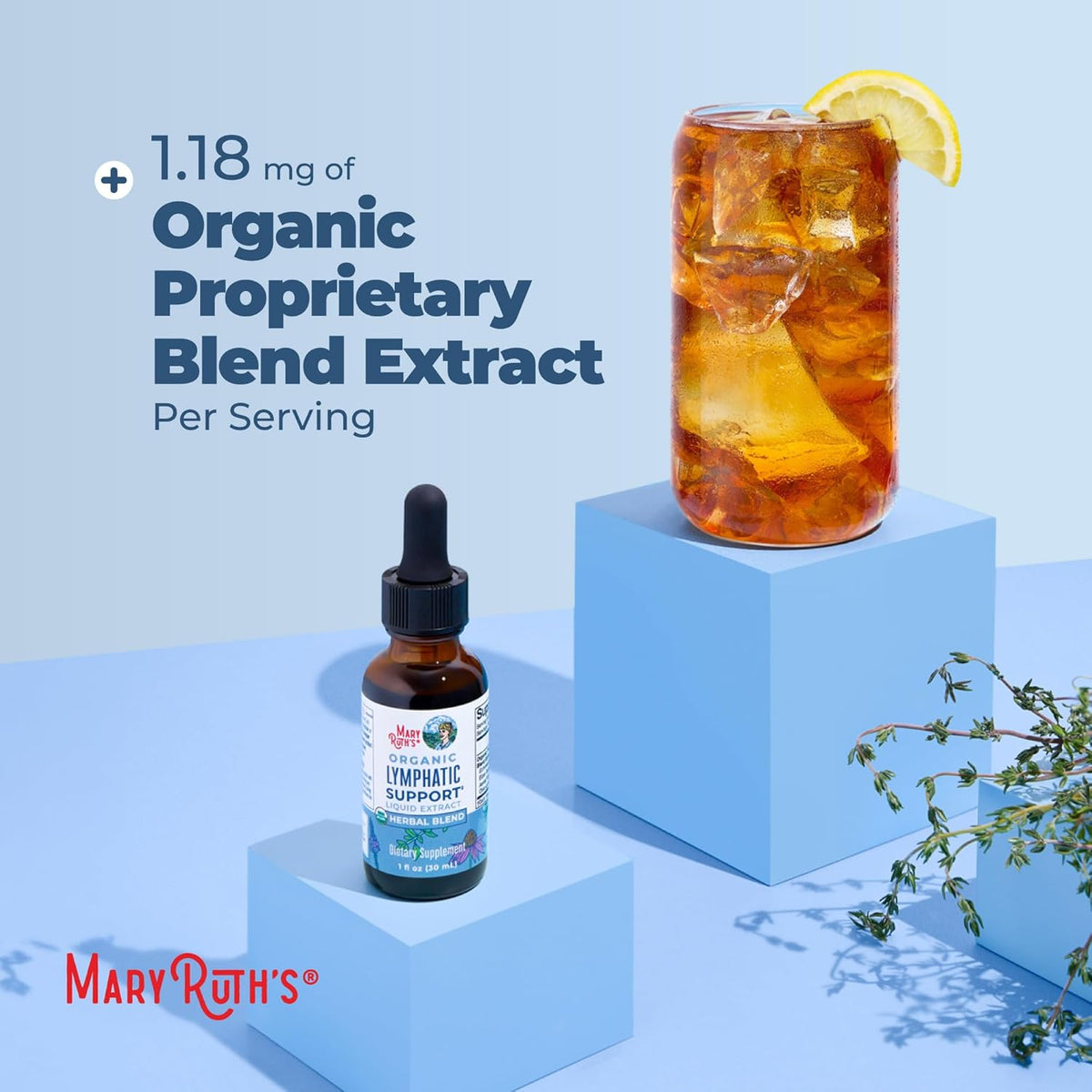 MaryRuth's Lymphatic Support Herbal Blend Liquid Drops - USDA Organic - Echinacea & Elderberry - Blue Vervain - Vegan - 30 Servings