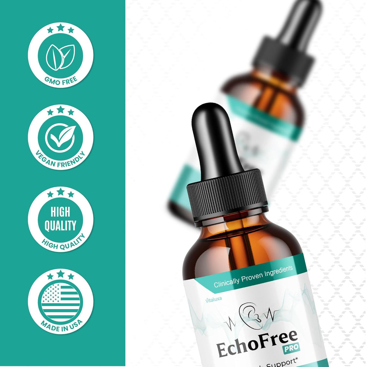 Tinnitus Relief Drops for Ringing Ears - EchoFree Liquid Supplement with Advanced Vitamins for Ear Health Support - 2oz-Shop