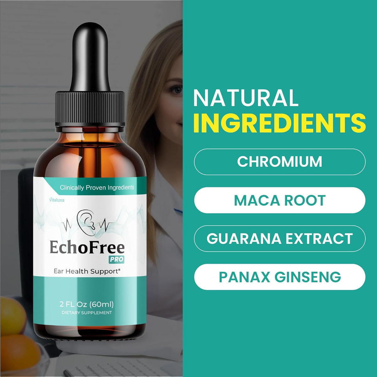 Tinnitus Relief Drops for Ringing Ears - EchoFree Liquid Supplement with Advanced Vitamins for Ear Health Support - 2oz-Shop
