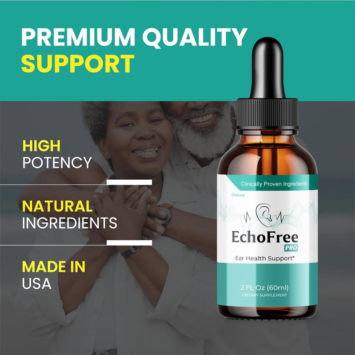 Tinnitus Relief Drops for Ringing Ears - EchoFree Liquid Supplement with Advanced Vitamins for Ear Health Support - 2oz-Shop