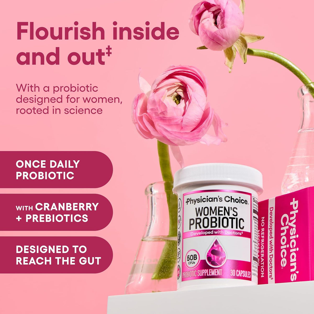 Physician's Choice Probiotics - PH Balance, Digestive, UT, & Feminine Health - 50 Billion CFU - 6 Unique Strains for Women - Organic Prebiotics, Cranberry Extract+ - Probiotic - 60 CT-Shop