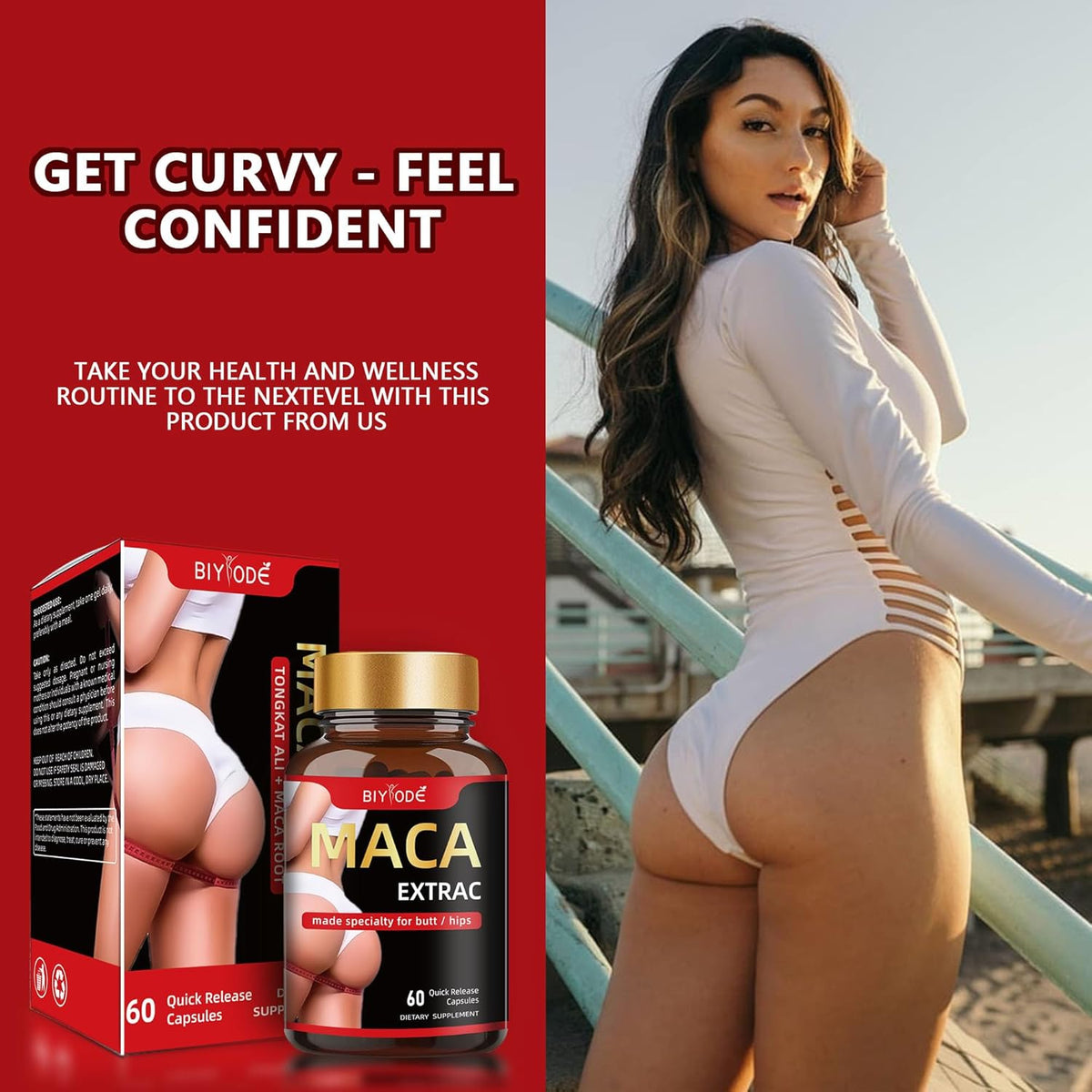 Organic Maca Root Capsules - Natural Butt Enhancement Pills for Women | Lift, Firm & Curve Buttocks | 60 Capsules-Shop