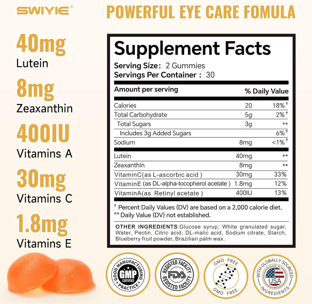Lutein Gummies for Eye Health – Vision Support Eye Vitamins | Blueberry Flavor | 60 Gummies-Shop