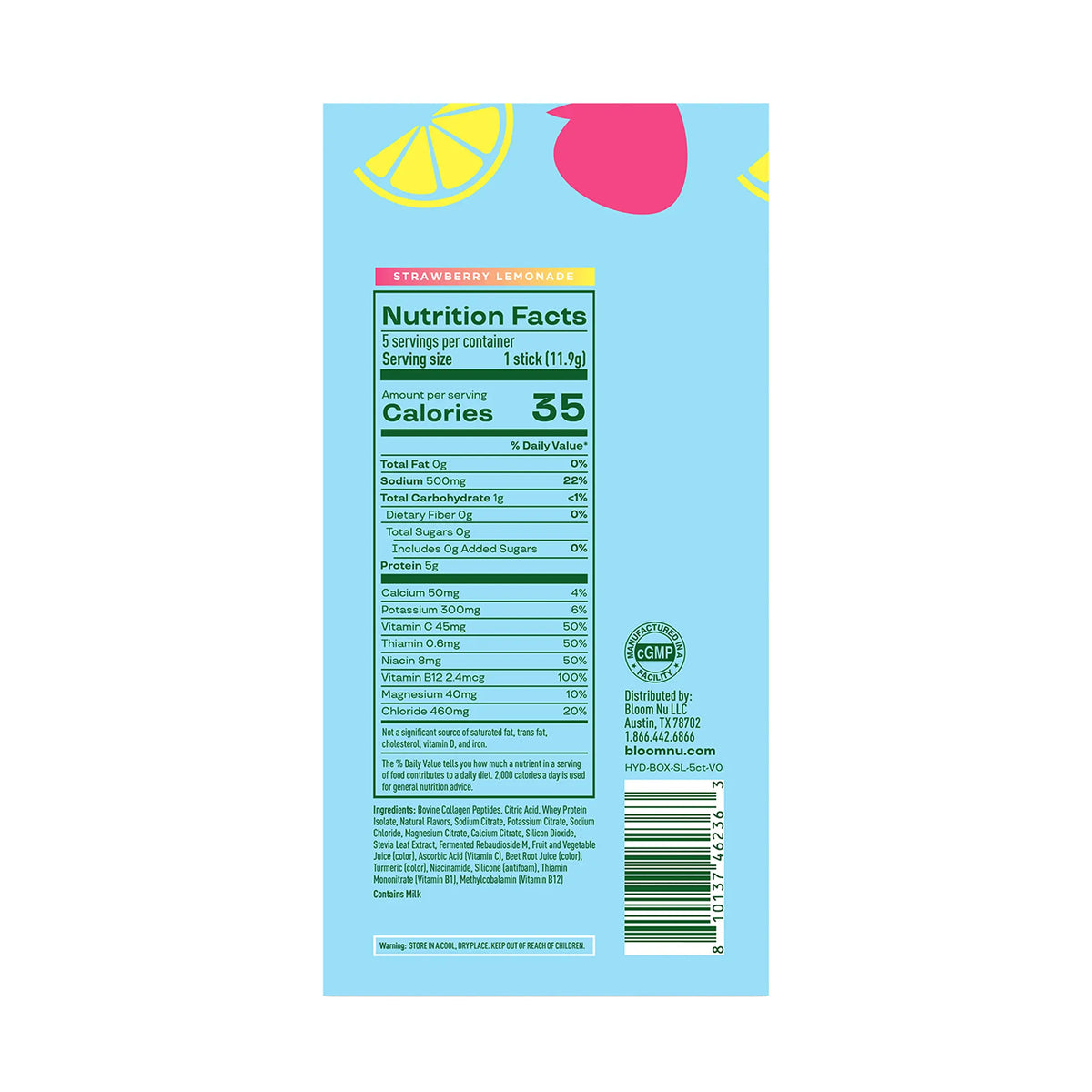New - Bloom Nutrition Daily Hydration Sticks - 1350mg Electrolytes, 5g Clear Whey Protein & Collagen, 8 Key Vitamins, Sugar-Free Drink Mix for Hydration, Recovery & Skin Health
