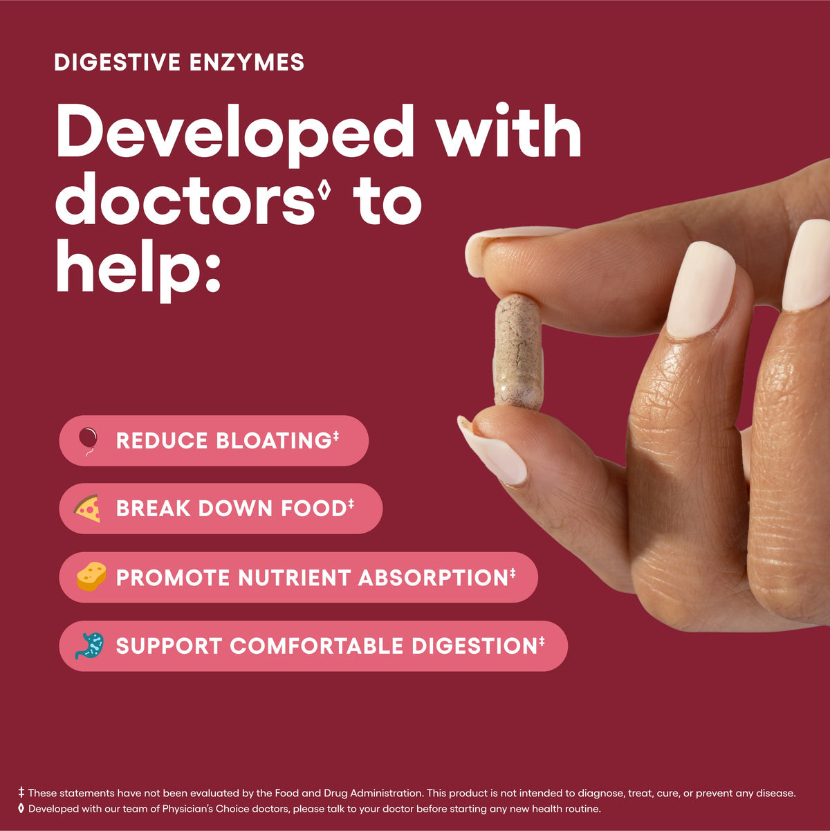 Physician's Choice Digestive Enzymes, Digestive & Gut Health, Bloating & Meal Time Discomfort, Men and Women, 30 Count