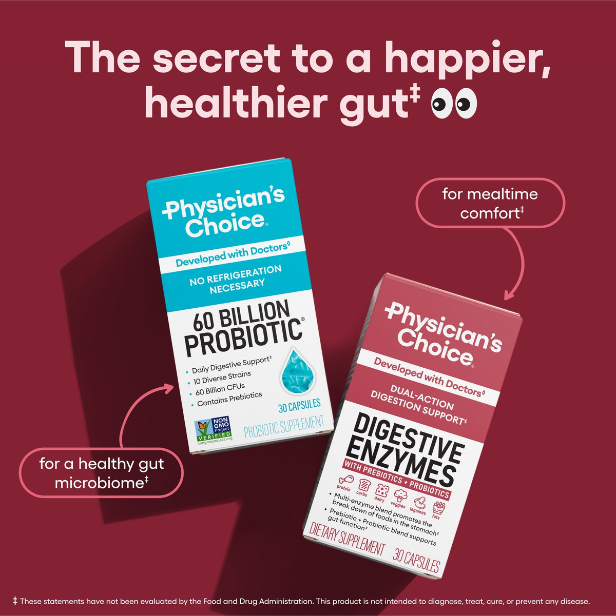 Physician's Choice Digestive Enzymes, Digestive & Gut Health, Bloating & Meal Time Discomfort, Men and Women, 30 Count
