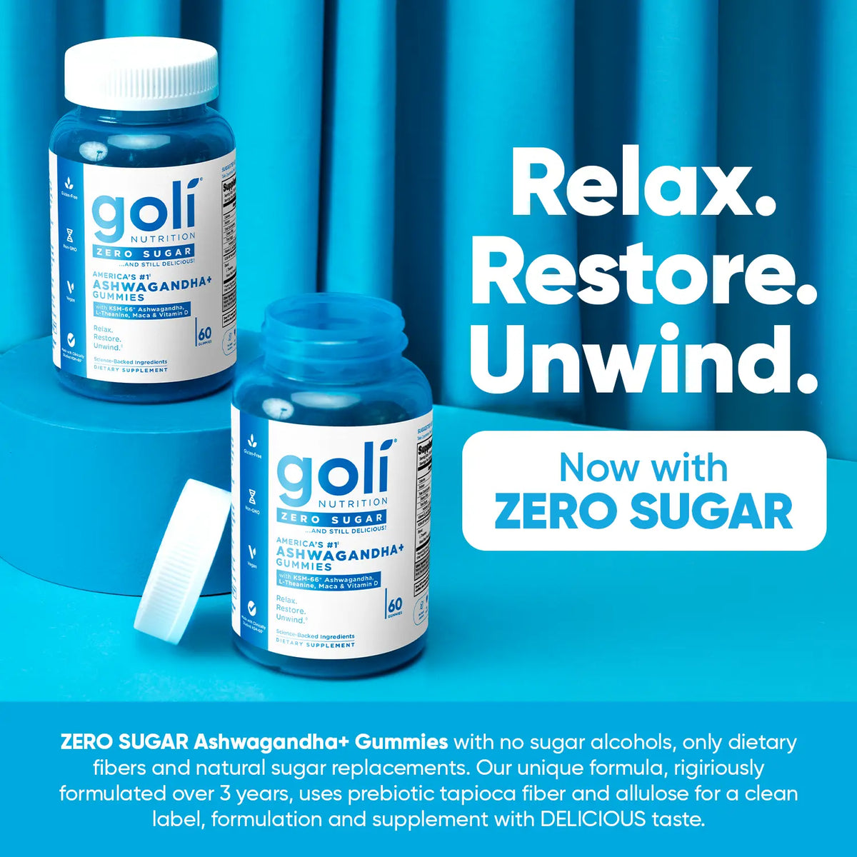 Zero Sugar Best Seller Trio - World's First 3-in-1 Pre, Post, Probiotic, Apple Cider Vinegar with Vitamin B12 and Probiotics To Address Bloating, Ashwagandha & L-Theanine, Vitamin D gummies. Gluten-Free, Vegan, Non-GMO & Gelatin-Free