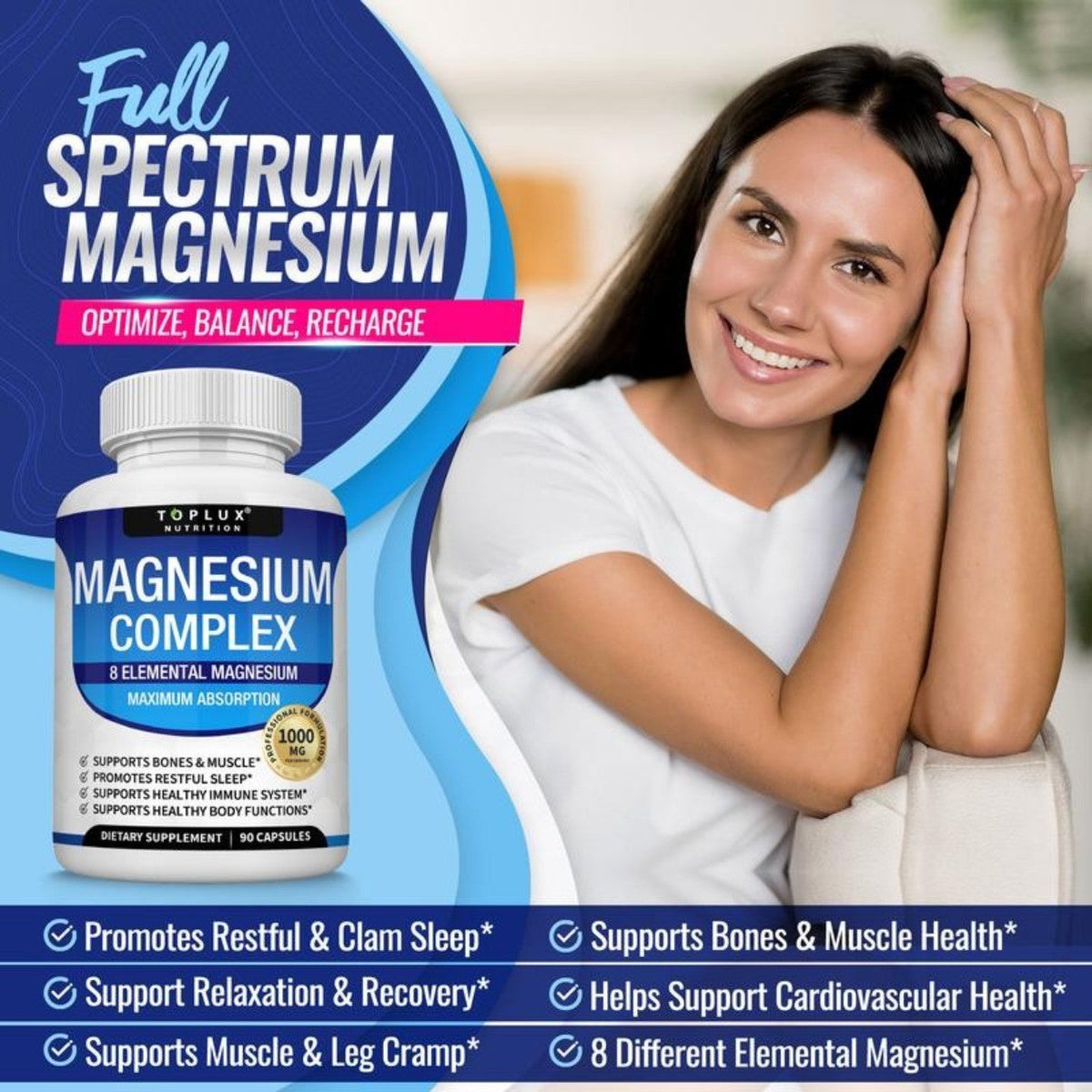 Toplux Magnesium Complex – 1000mg, 8 Powerful Forms for Recovery & Daily Wellness            ⭐️⭐️⭐️⭐️⭐️ 4.8 • 2,031 reviews
