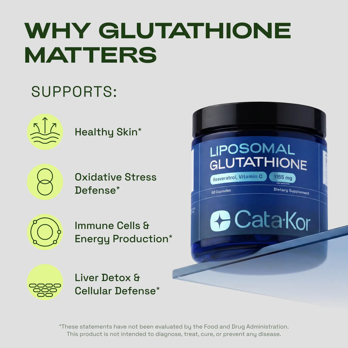 Cata-Kor Liposomal Glutathione Supplement – 1155 mg | Vitamin C | Riboflavin (B2) | Selenium | Resveratrol Complex – Supports Antioxidant Defense & Cellular Health – Vitamin Dietary Supplement