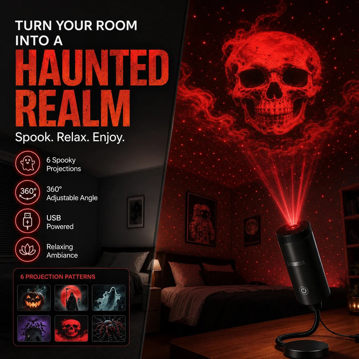 🎅🌌 Plug-and-Play HD Christmas Projector – 6 or 10 festive scenes