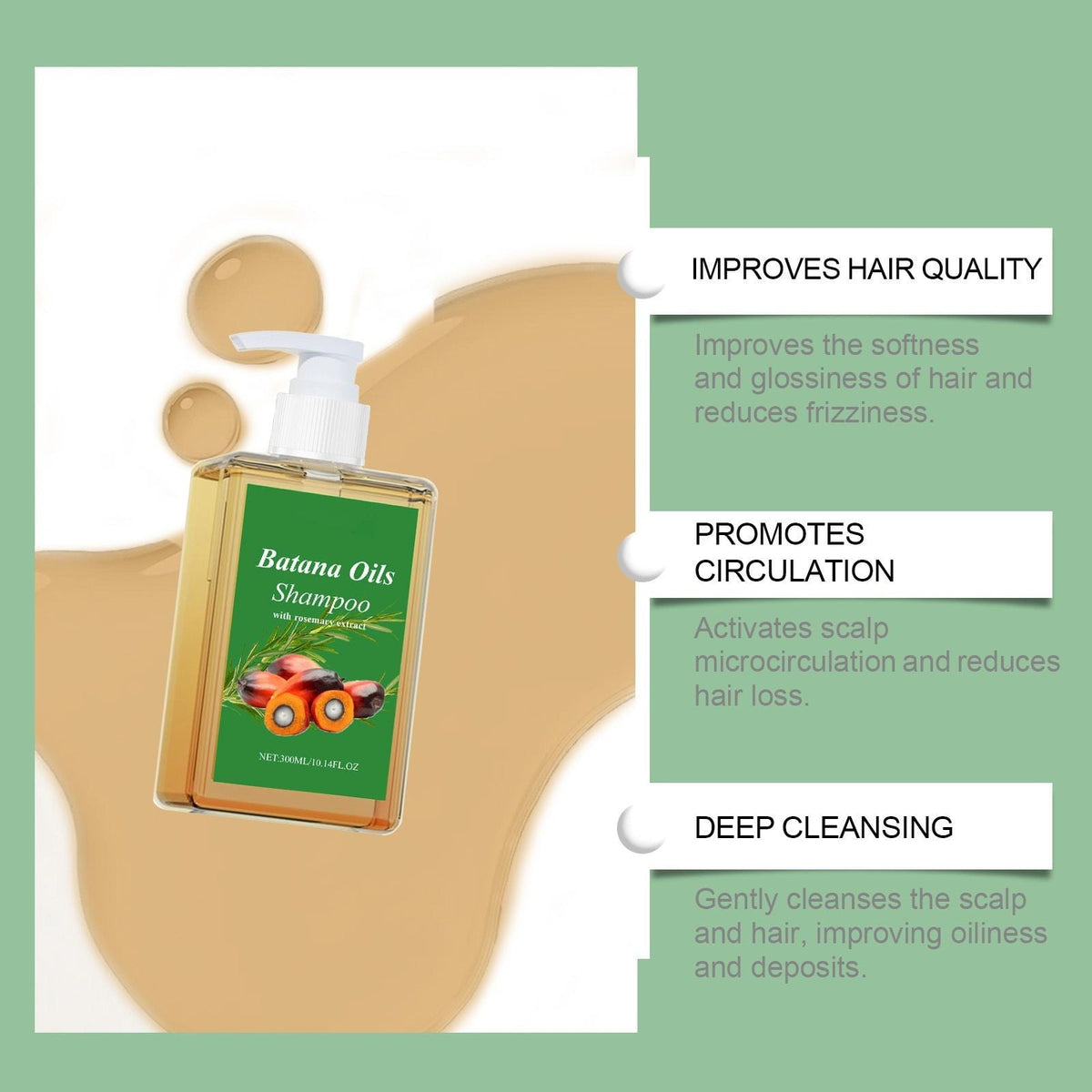 Batana Oil Shampoo Batana Shampoo Oil Shampoo Batana Extract Shampoo Batana Shampoo Nourishing 300ml Makeup Organizers-Shop
