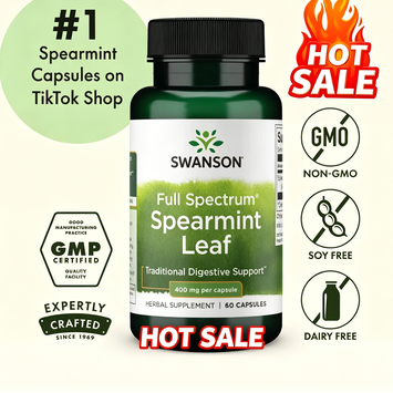 Swanson Full Spectrum Spearmint Leaf 400 mg 60 Capsules Organic Natural Supplement Herbal Healthcare Digestive Support