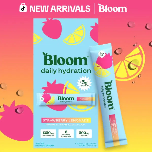 New - Bloom Nutrition Daily Hydration Sticks - 1350mg Electrolytes, 5g Clear Whey Protein & Collagen, 8 Key Vitamins, Sugar-Free Drink Mix for Hydration, Recovery & Skin Health