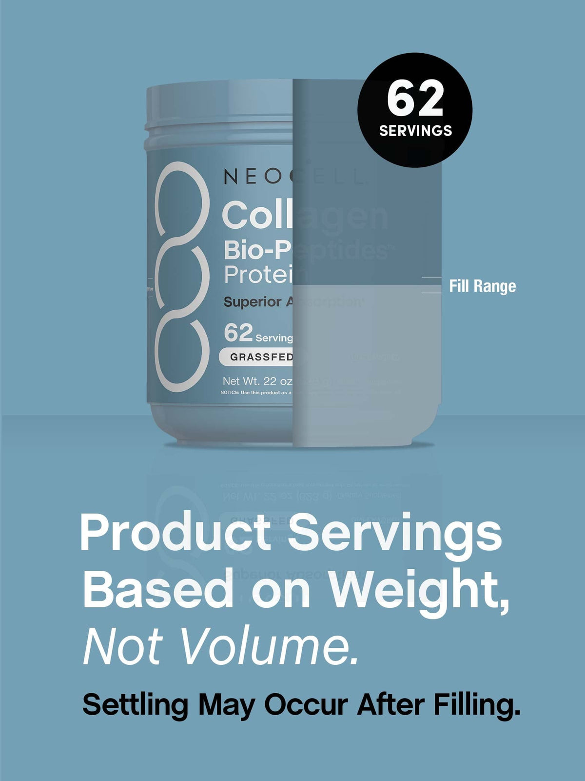 Collagen Bio-Peptides Powder | 22oz | Super Hair, Skin, Nails | Grassfed Protein Supplement | by NeoCell