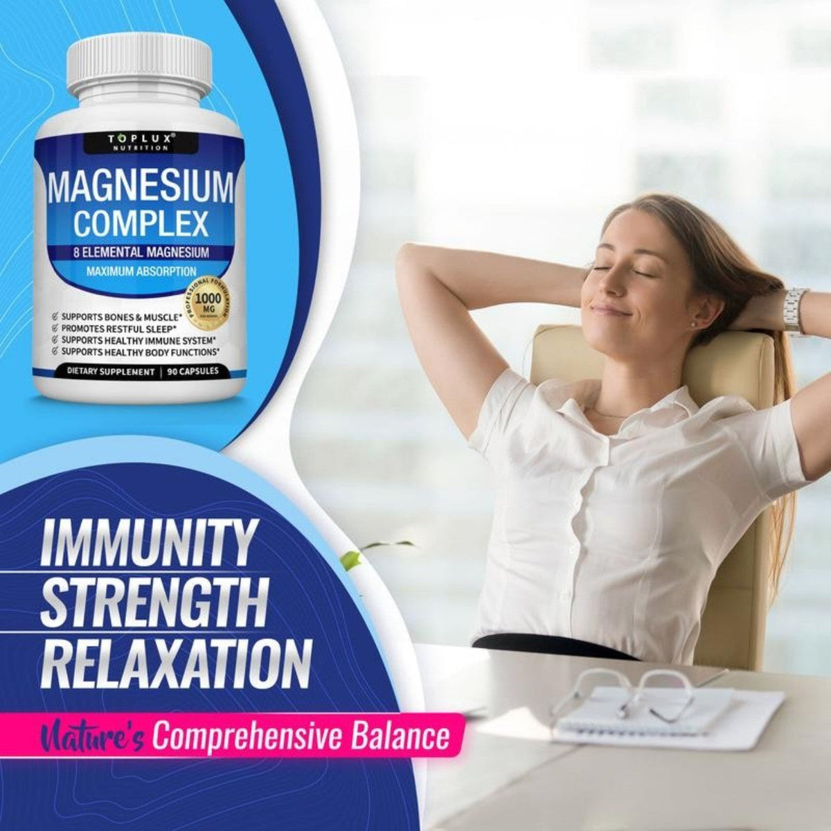 Toplux Magnesium Complex – 1000mg, 8 Powerful Forms for Recovery & Daily Wellness            ⭐️⭐️⭐️⭐️⭐️ 4.8 • 2,031 reviews