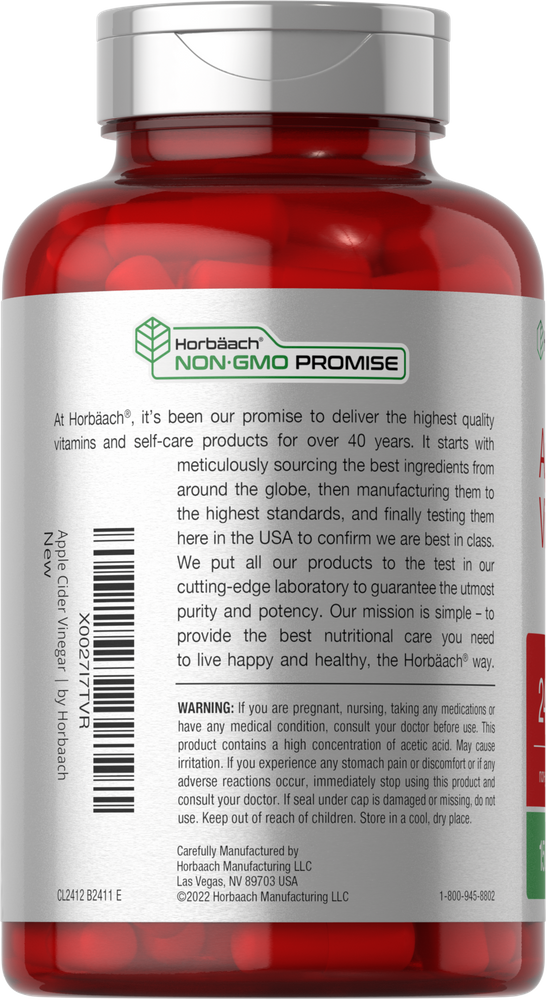 Apple Cider Vinegar 2400mg per serving | 150 Capsules
