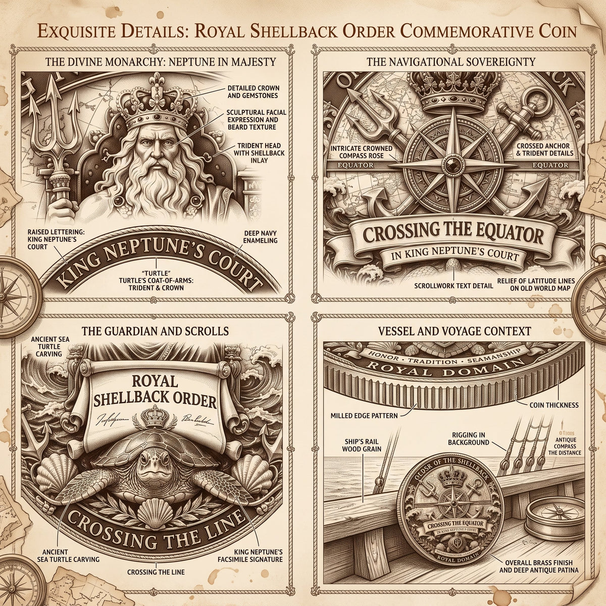 👑King Neptune’s Realm Commemorative Naval Metal Medal