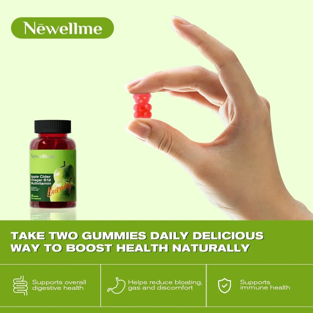 Apple Cider Vinegar Gummies  Formulated to Support Normal Energy Levels & Gut He