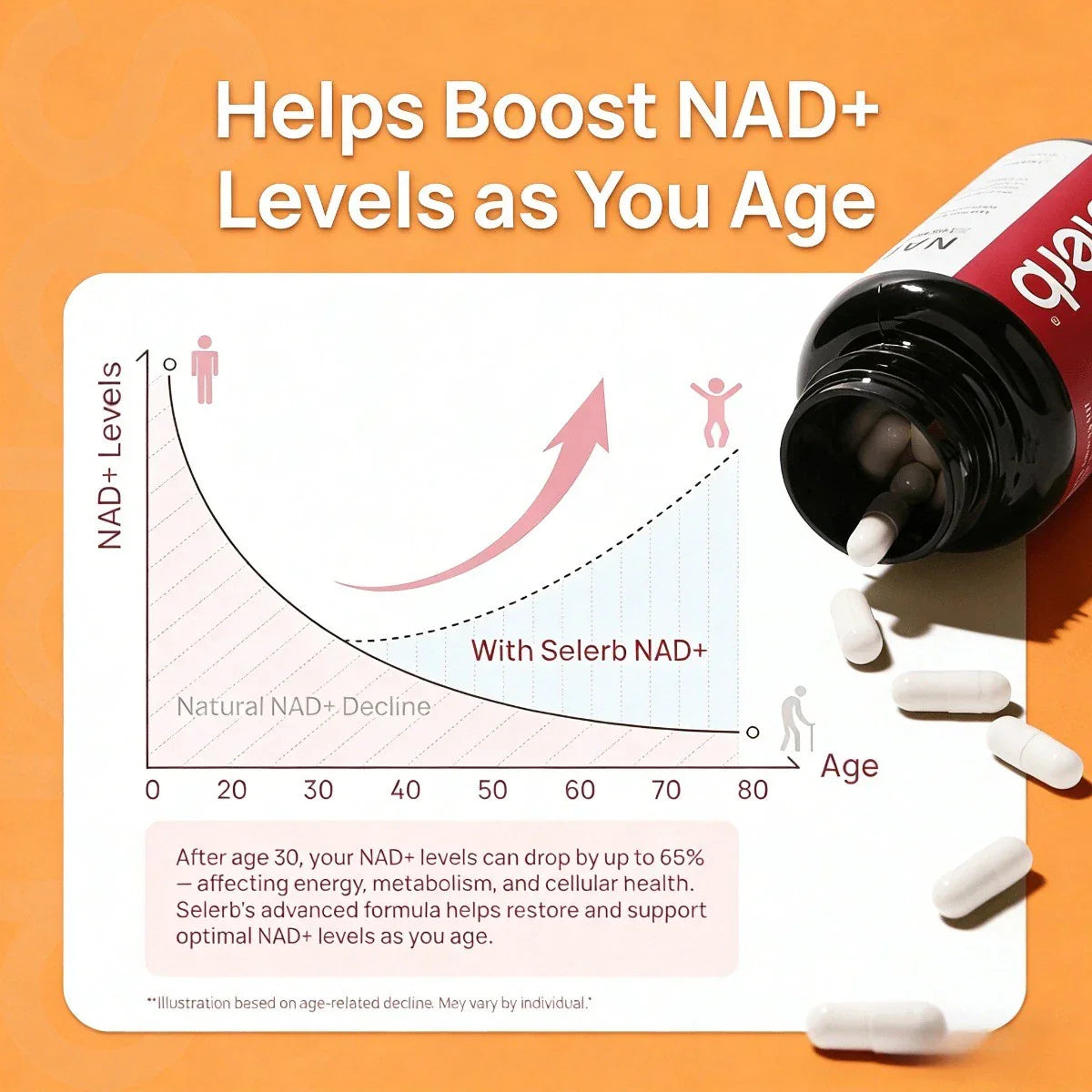 Cellular Renewal & Energy for Women,Selerb NAD+ with Resveratrol & CoQ10, 60ct