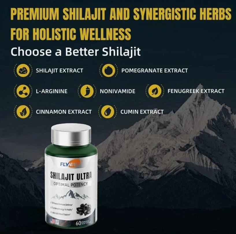 Flynew with L-Arginine, Shilajit Extract Shilajit Ultra Optimal Potency, Pure