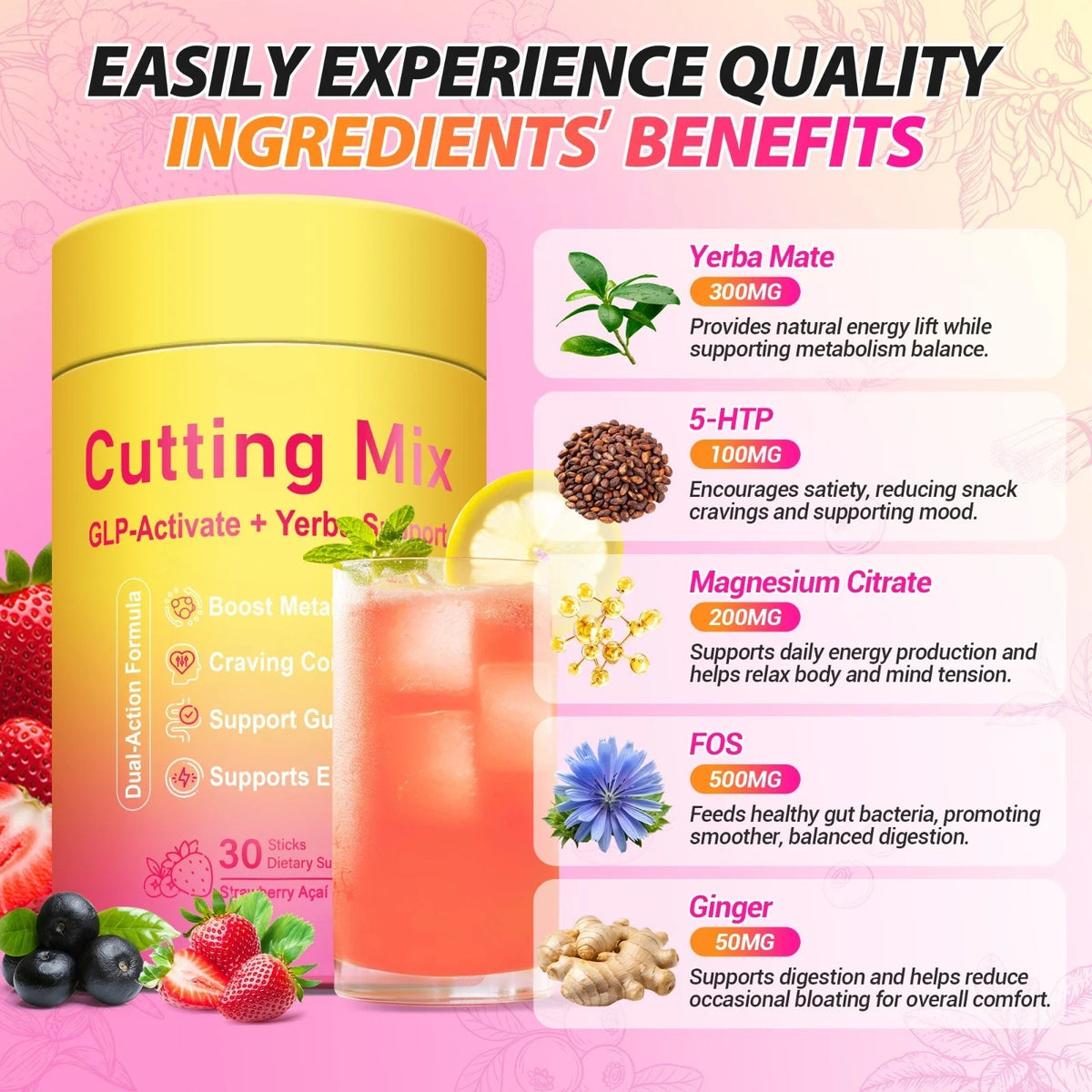 LeeFar Cutting Drink Mix – Berberine, 5-HTP, Yerba Mate & Magnesium 30 Servings