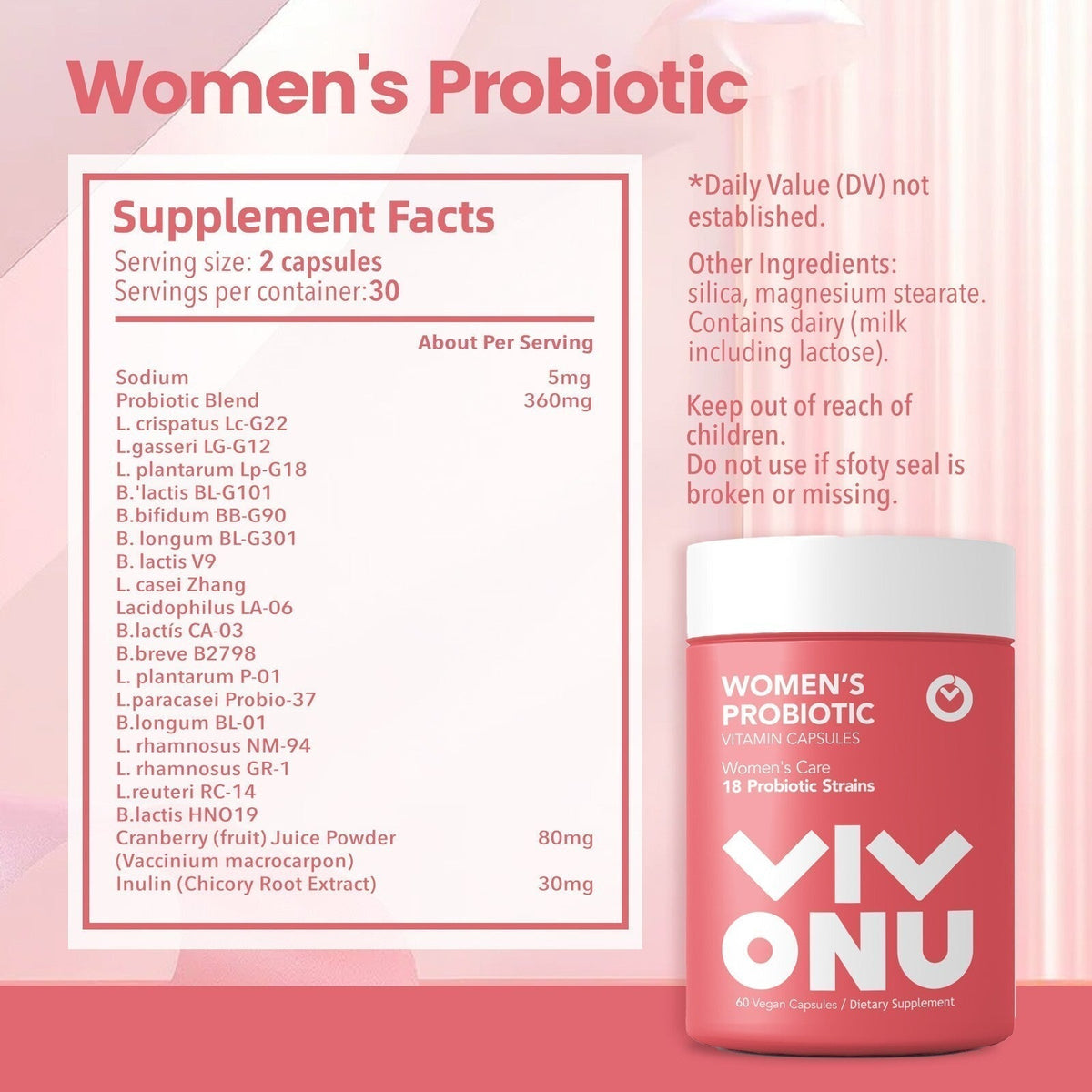 VIVONU - Vaginal Probiotics Capsules for Women pH Balance-Shop
