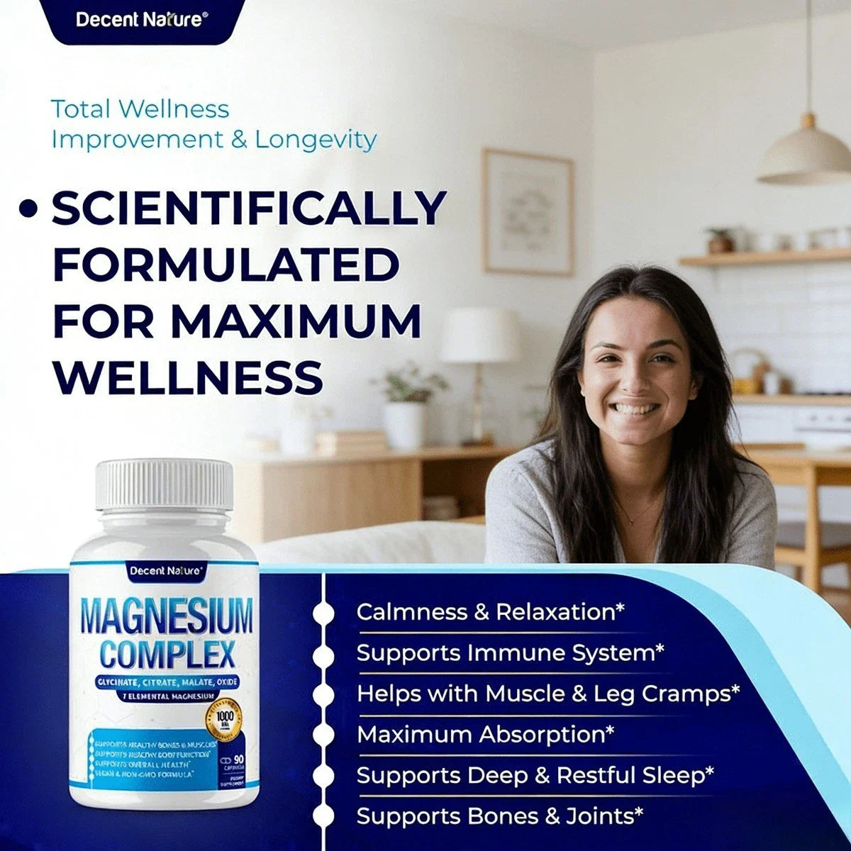 Magnesium Complex 1000mg Made with 7 Elemental Magnesium 90 Capsules