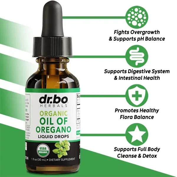 Dr. Bo Organic Oil of Oregano Liquid Drops - Immune Support, Herbal Tincture, Gu