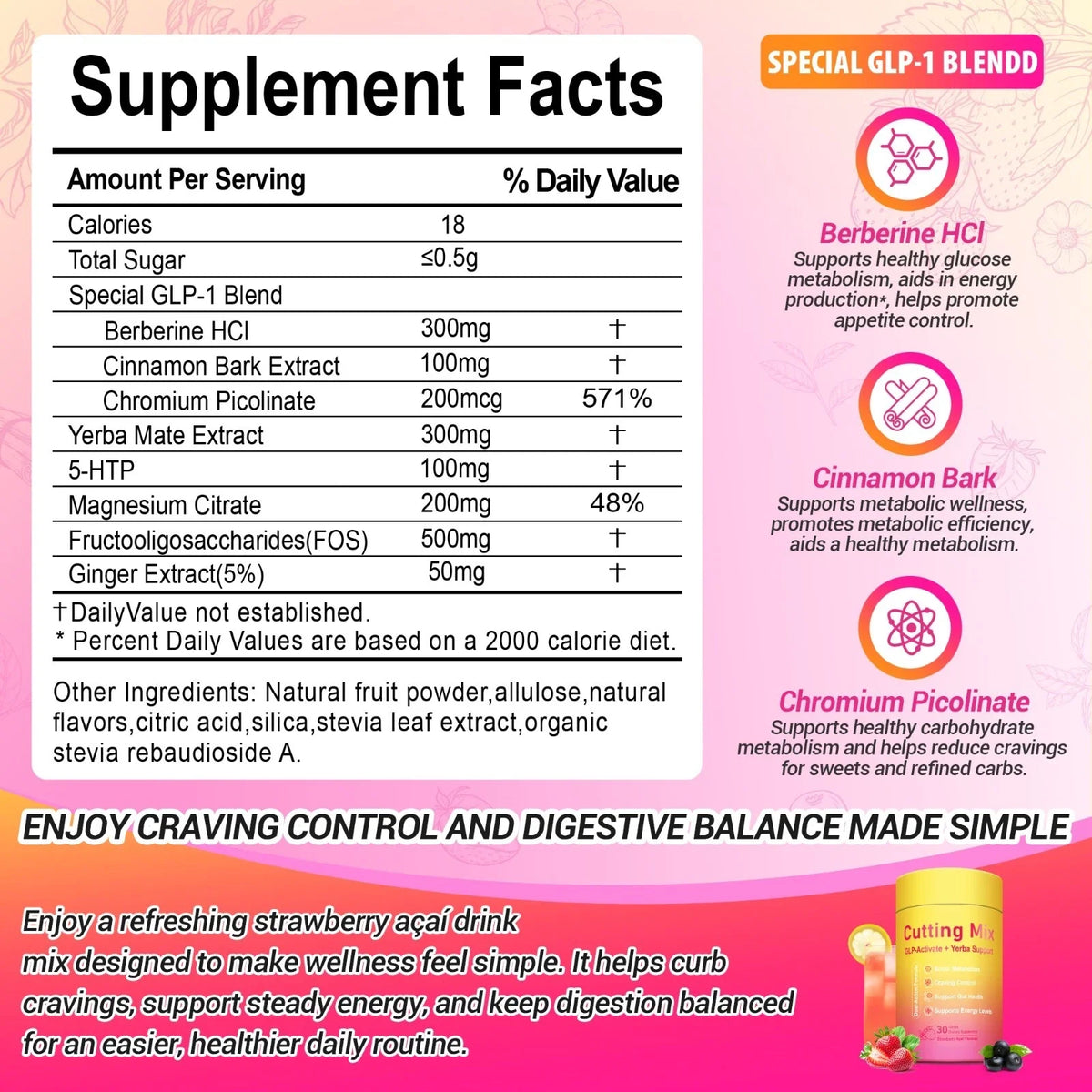 LeeFar Cutting Drink Mix – Berberine, 5-HTP, Yerba Mate & Magnesium 30 Servings