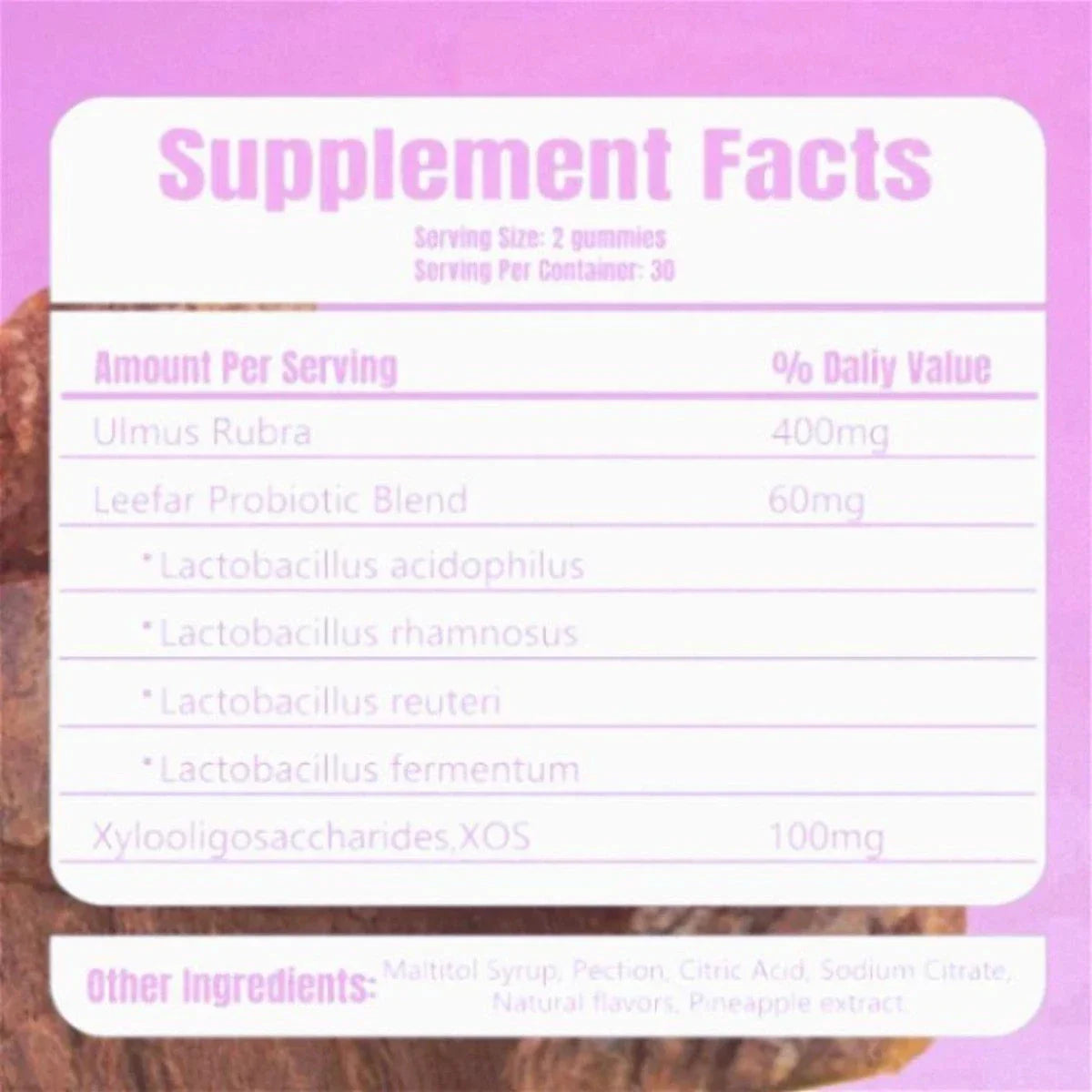 LEEFAR Feminine Probiotics Gummies - Slippery Elm & Prebiotics for pH Balance