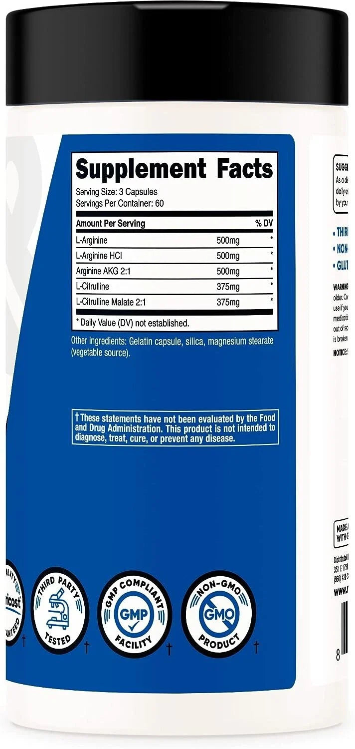 Nitric Oxide Booster 750Mg, 180 Capsules - 2250Mg per Serving - Gluten Free and