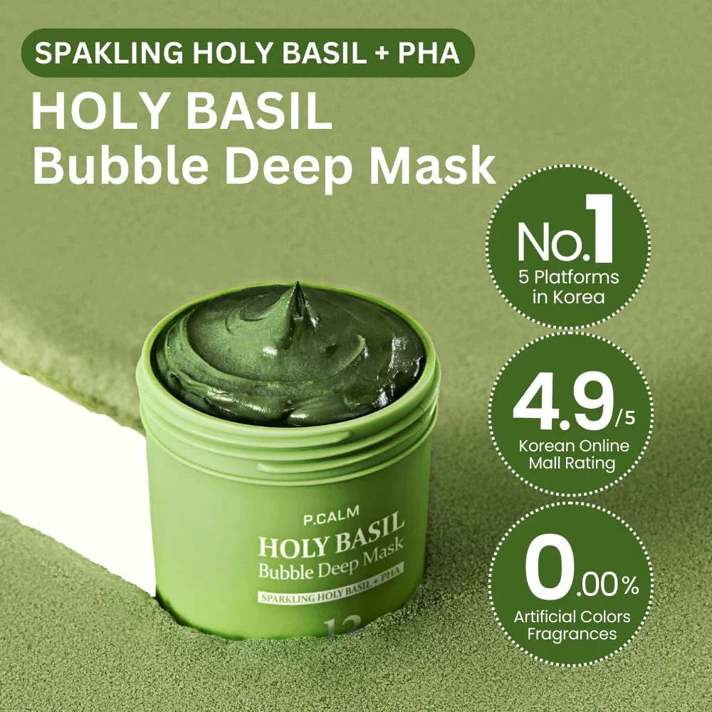 P.CALM Holy Basil Bubble Deep Mask – Holy Basil & Carbonated Water for Cleansing-Shop