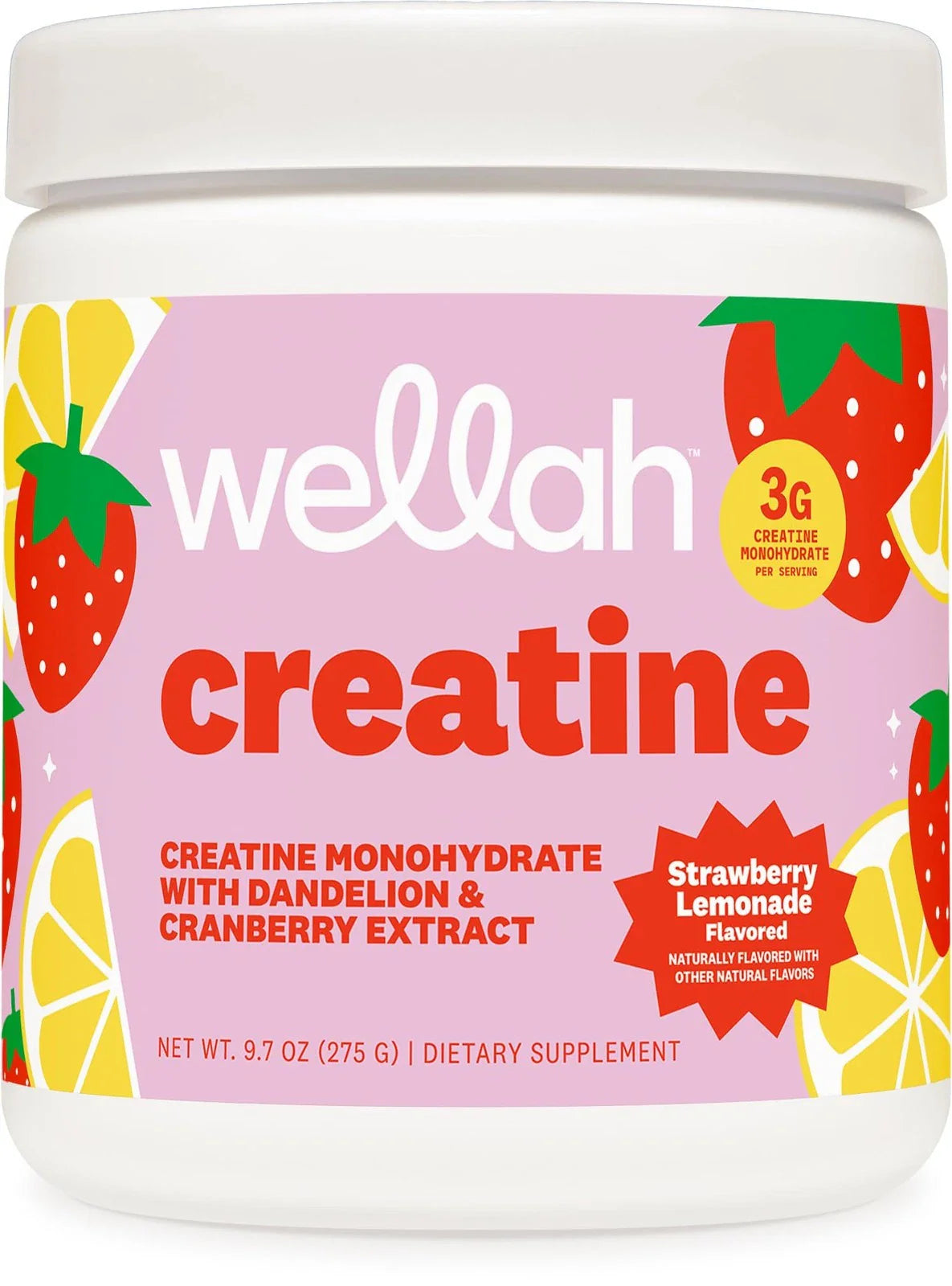 Wellah Creatine for Women 50 Servings, Strawberry Lemonade - Creatine